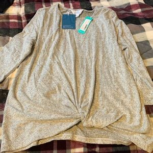 Market & spruce Samantha Front Twist Brushed Knit Top